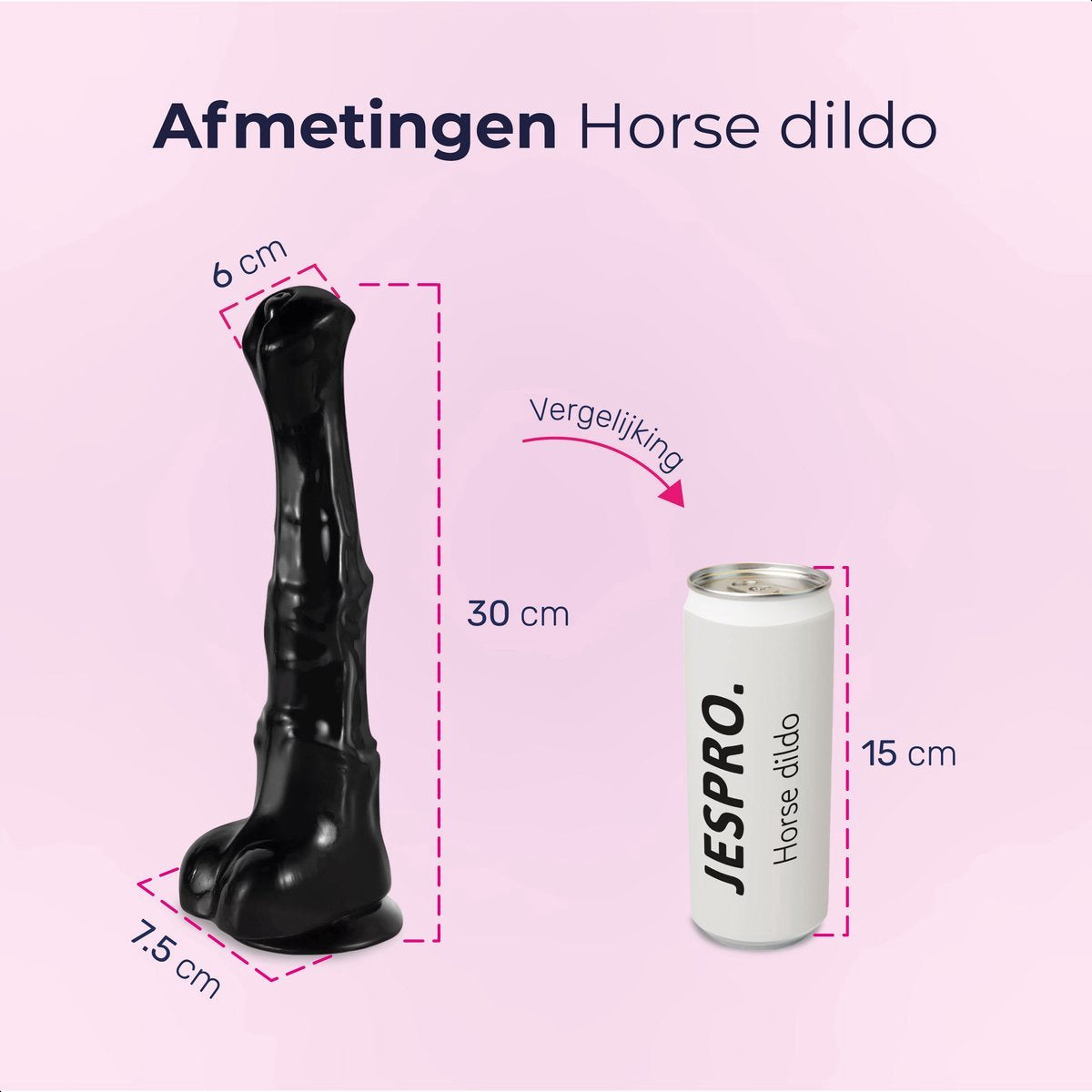 Jespro Horse dildo 30cm - Flexibel met zuignap