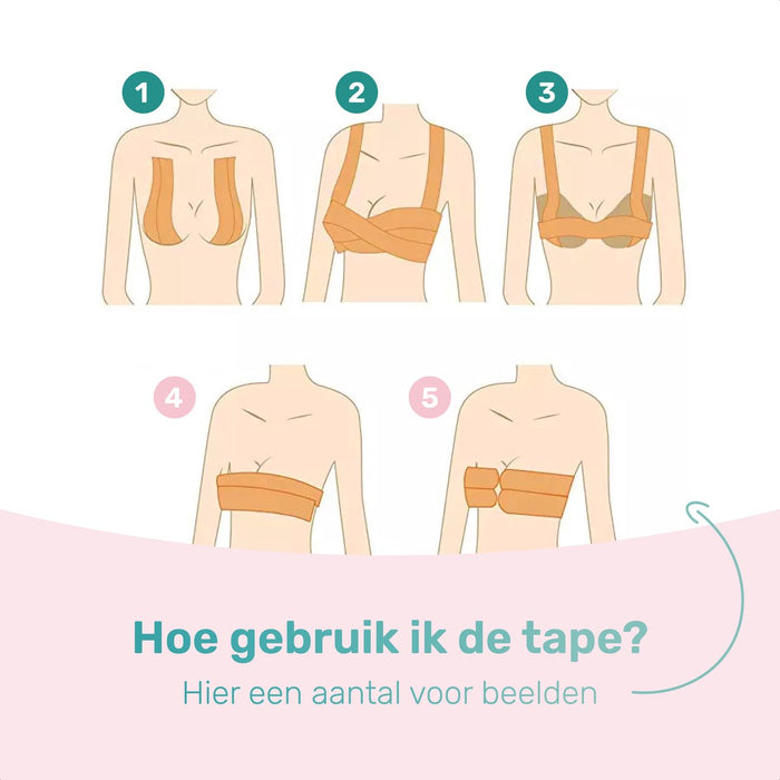 Soft & Silky - Boob tape - 5 meter - Voor elke cup maat - Latex vrij - Nipple covers - Hypo allergeen - Tepelcovers - Borst tape - BH tape - Bra tape - Boobtape - Fashion tape