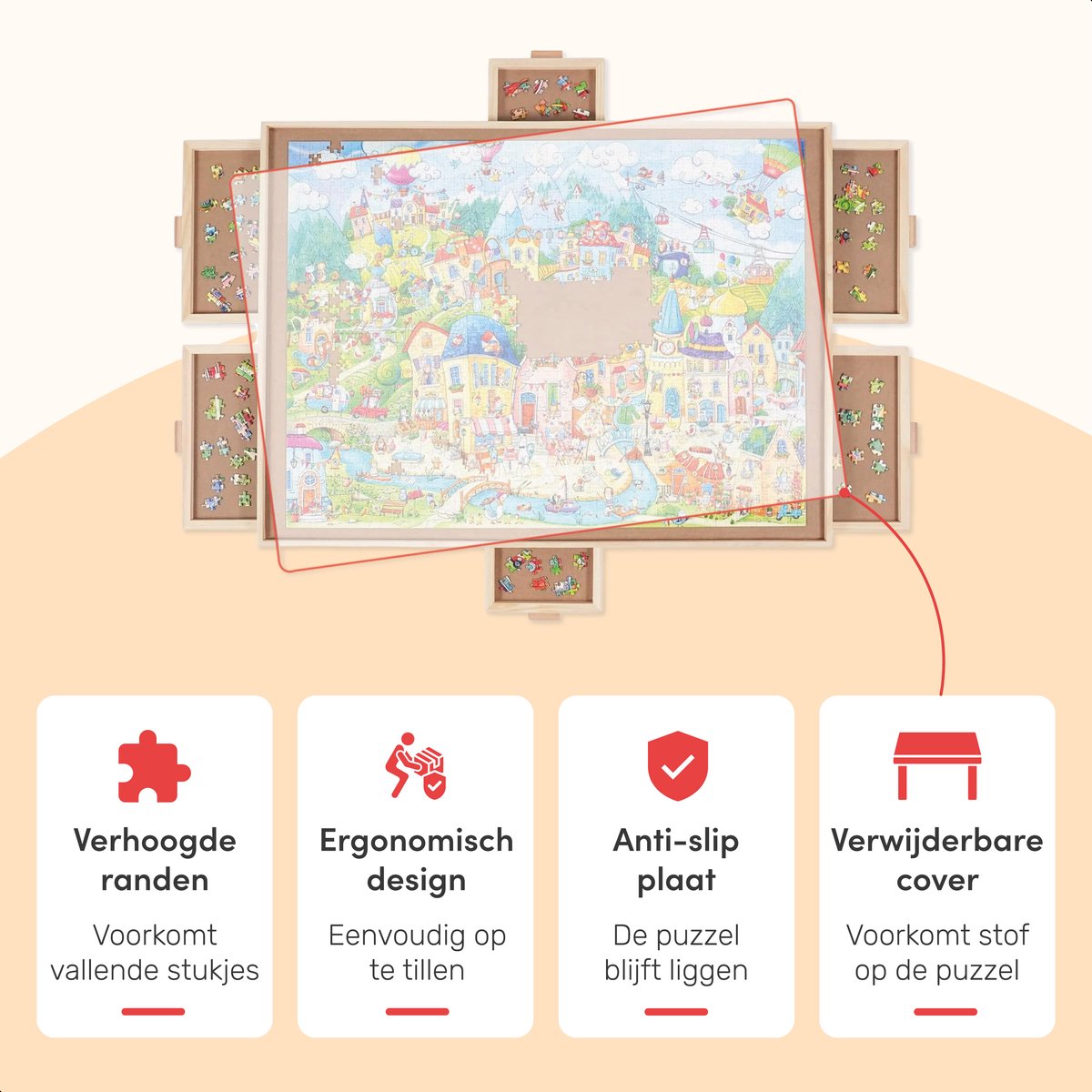 Puzzelbord met 6 lades - 1500 stukjes