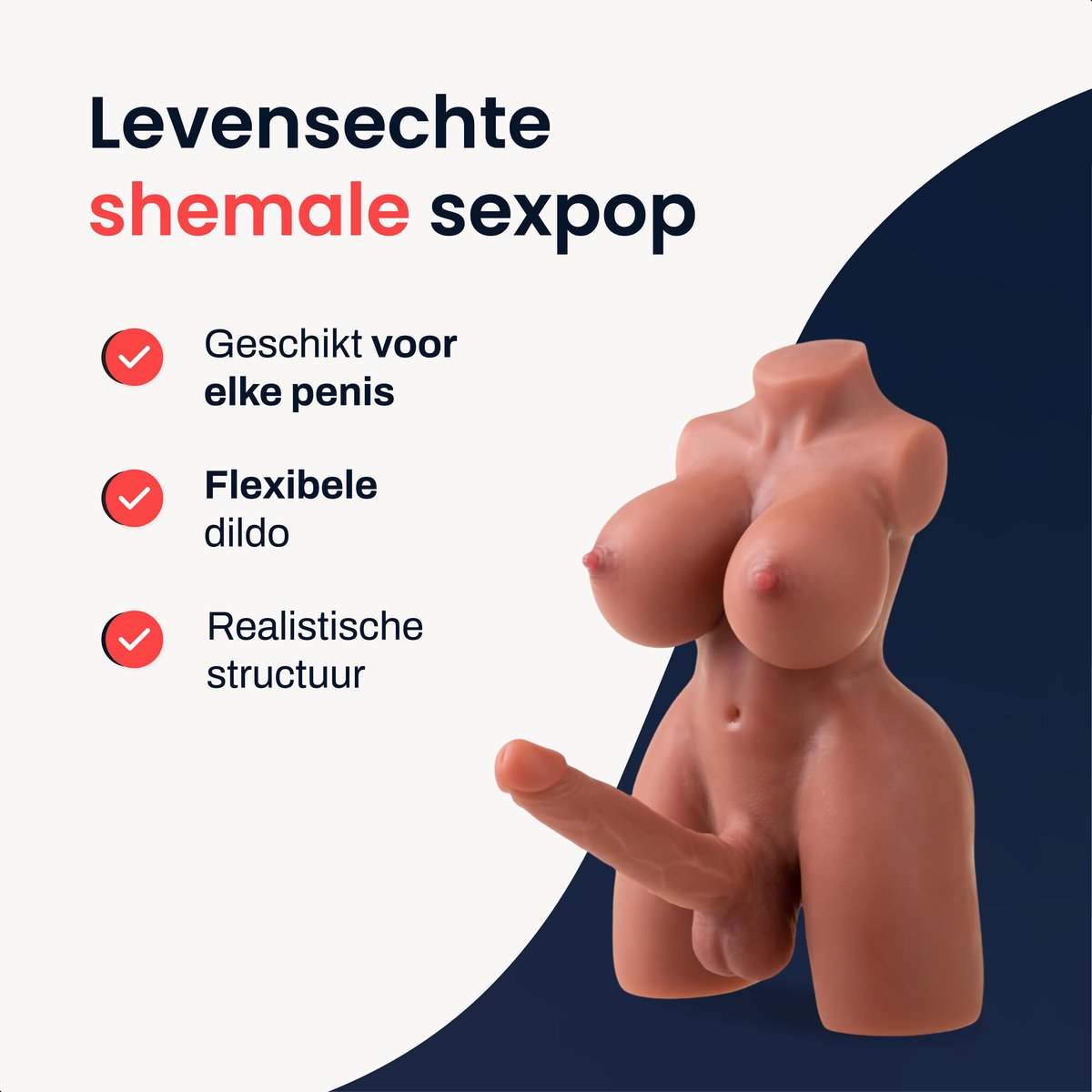 Jespro Shemale sexpop - Levensecht - 100% BPA vrij