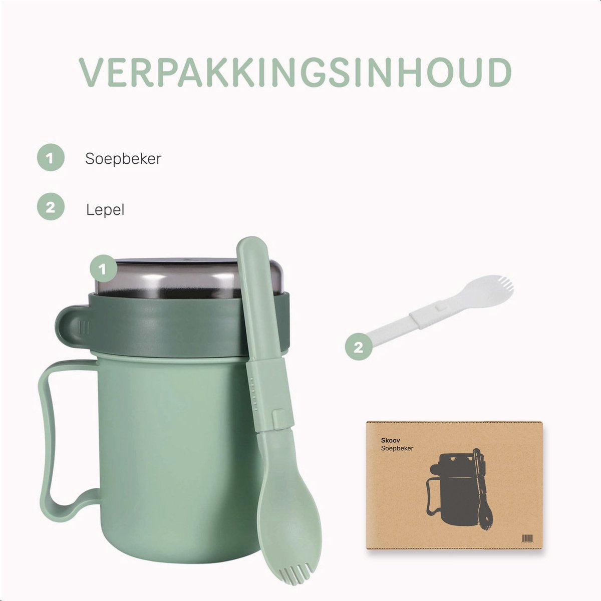 Soepbeker - Groen - Magnetron - Met lepel