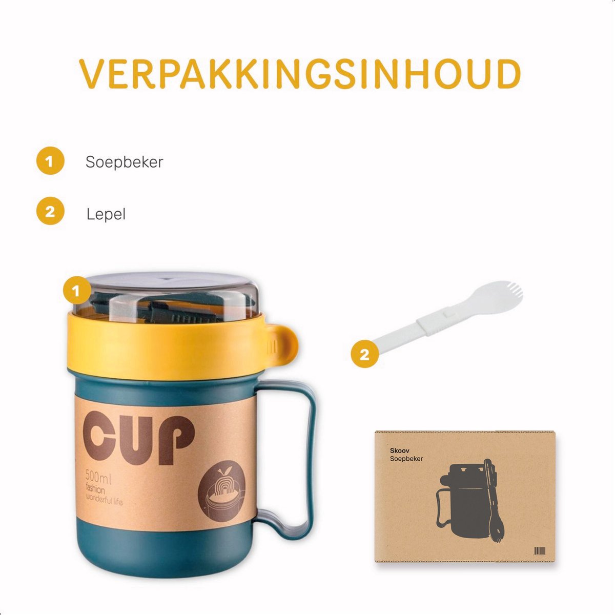 Soepbeker - Blauw - Magnetron - Met lepel