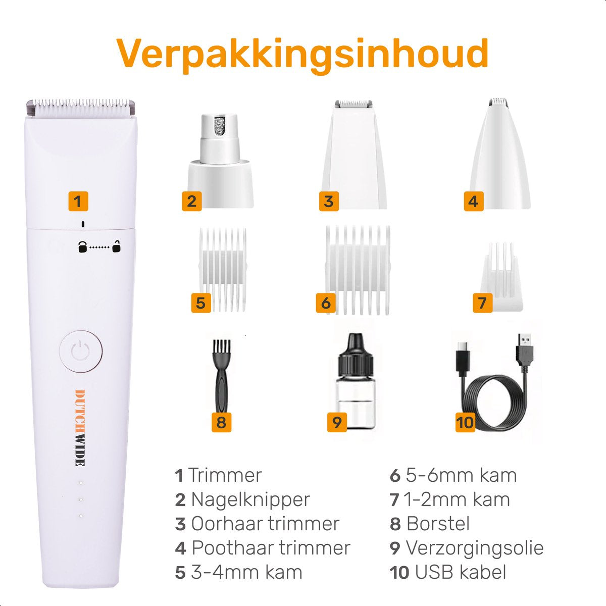 Dutchwide Honden Katten Tondeuse - Fluisterstil & draadloos