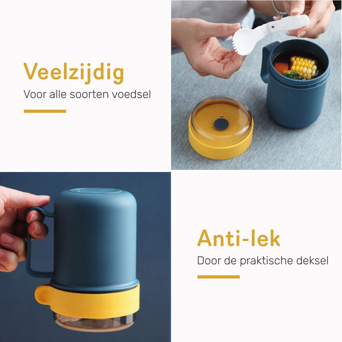 Soepbeker - Blauw - Magnetron - Met lepel