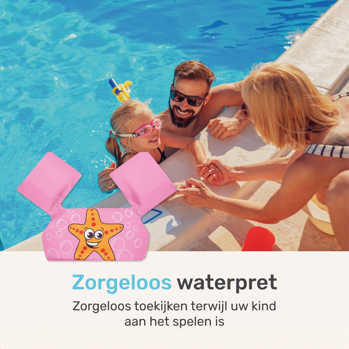 Qwali Zwemvest - Kind - Zeester - 2-6 jaar - Zwemvesten - 1 - Reddingsvest - 15-30 kg - Bandjes - Drijf - Vleugels - Puddle jumper