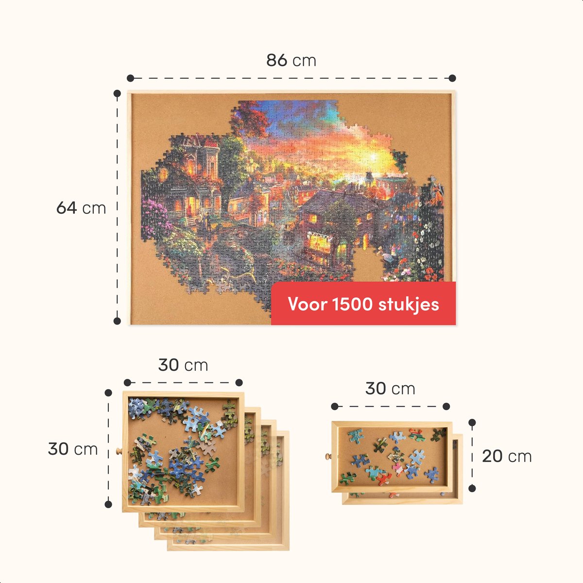 Puzzelbord met 6 lades - 1500 stukjes