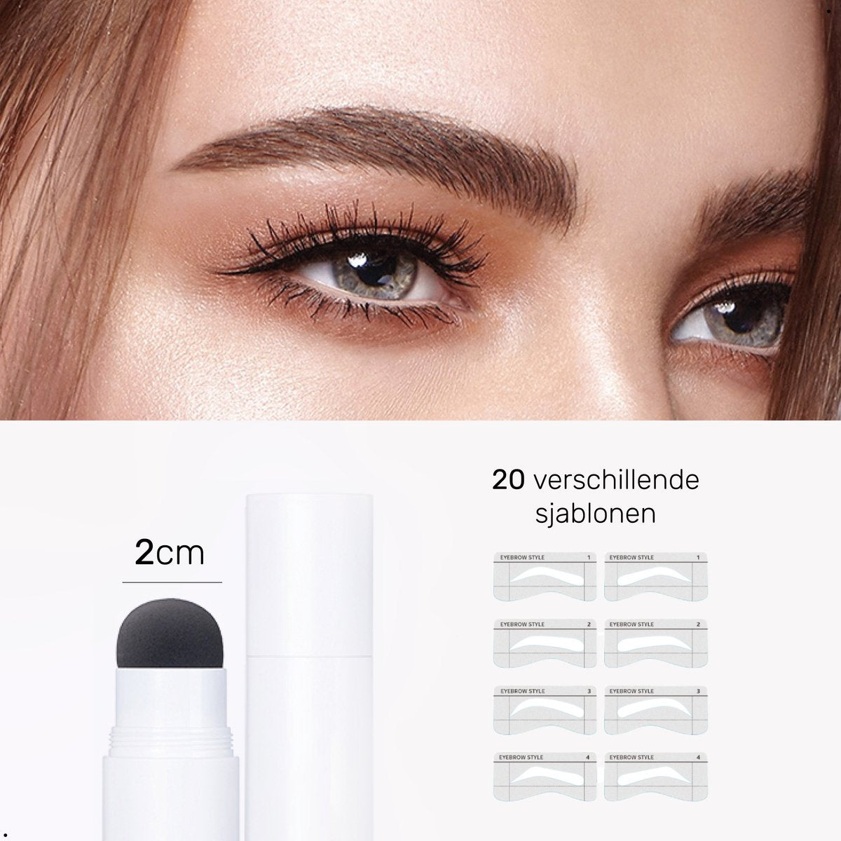 Wenkbrauw stempel - incl. 20 sjablonen - Black