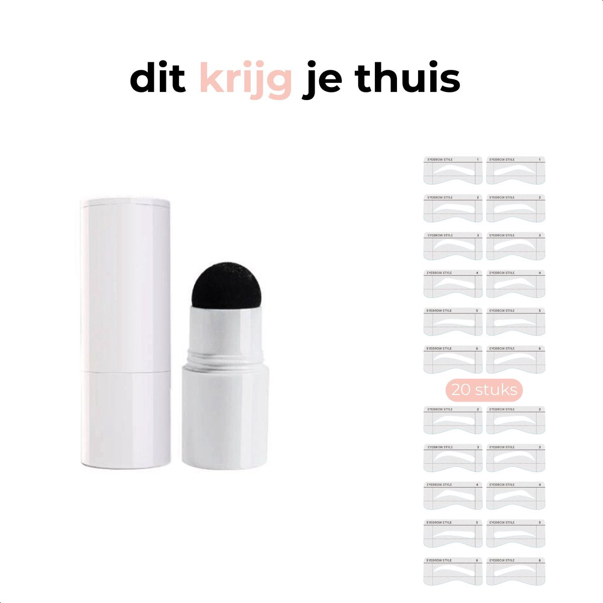 Wenkbrauw stempel - incl. 20 sjablonen - Black