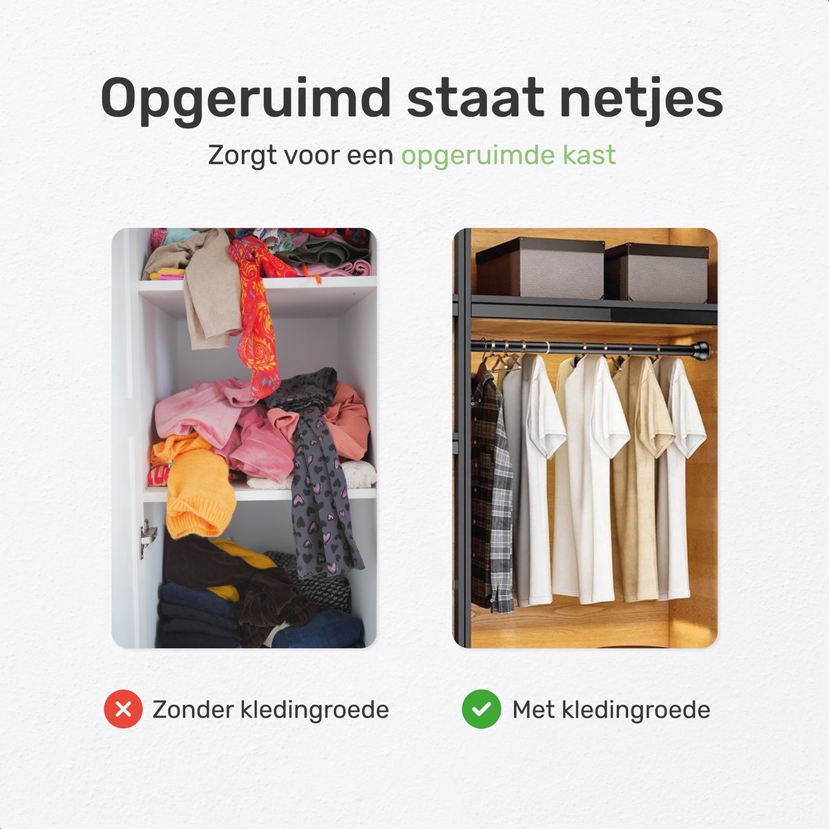 Luft Kledingroede Zonder Boren 70-120 cm
