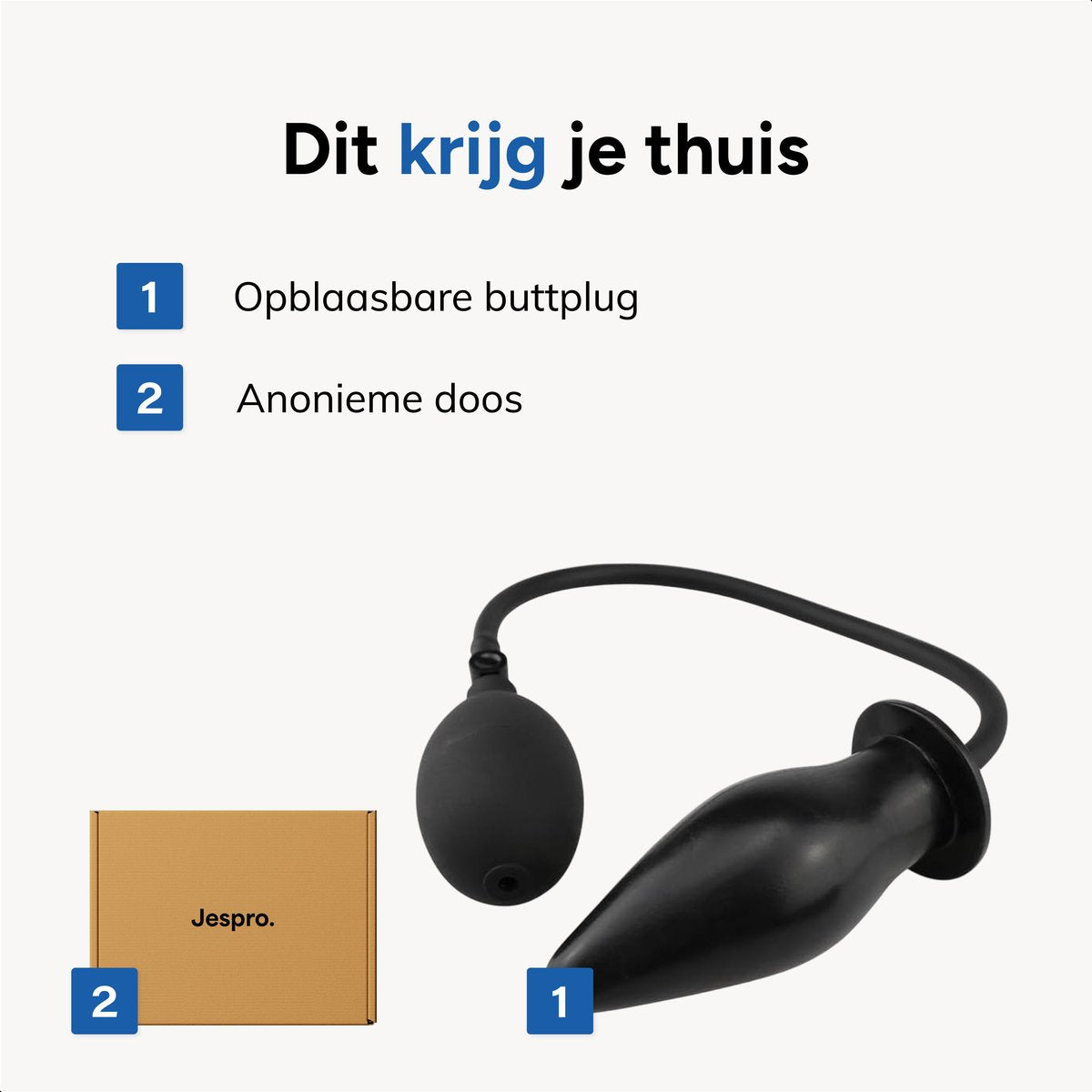 Jespro opblaasbare butt plug - max 10cm dik