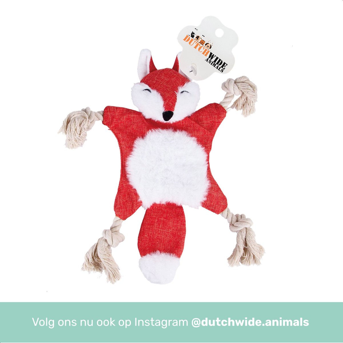 Dutchwide Hondenspeeltje - Vos - Met Kraak en Piep - Honden - Speelgoed - Knuffel - Intelligentie - Tennisbal - Dog Toy - Hond - Speeltjes