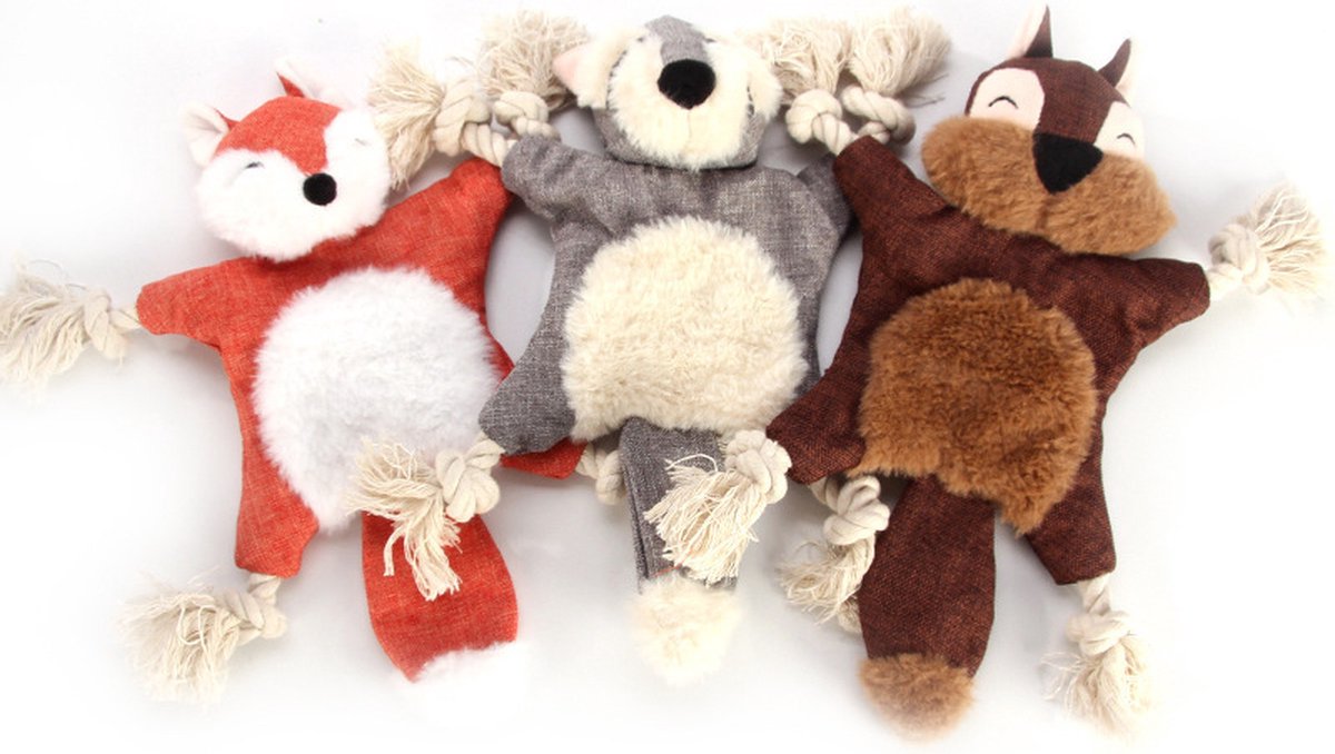Dutchwide Hondenspeeltjes 3 Pack Met Kraak en Piep - Honden - Speelgoed - Knuffel - Intelligentie - Tennisbal - Dog Toy - Hond - Speeltjes