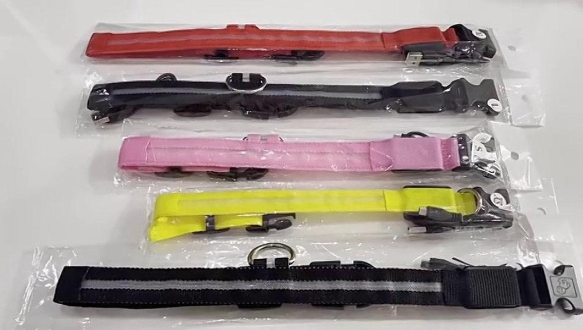 Lichtgevende Halsband LED - USB Oplaadbaar Hondenhalsband Puppy Riem - Zwart Hond Dog Kat Kitten Cat - Dutchwide