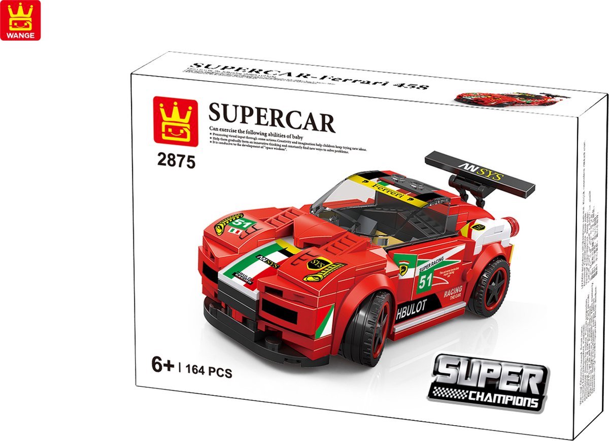 Luke - Race auto - Rood - 164 bricks - Bouwstenen