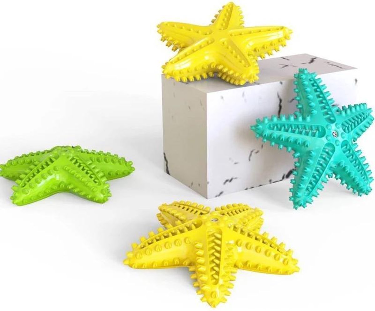 Tandenborstel + TANDPASTA Hond Piep Honden Speelgoed Dog Toy - Zeester Blauw Tandverzorging Kauwbotten Hondenspeelgoed Hondenbot Kauwstaaf Tanden Puppy Hondenspeeltje Sterk Kauwspeelgoed - Dutchwide