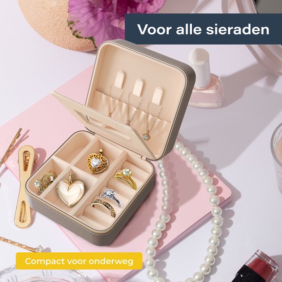 Luxe sieradendoos - Beige velvet