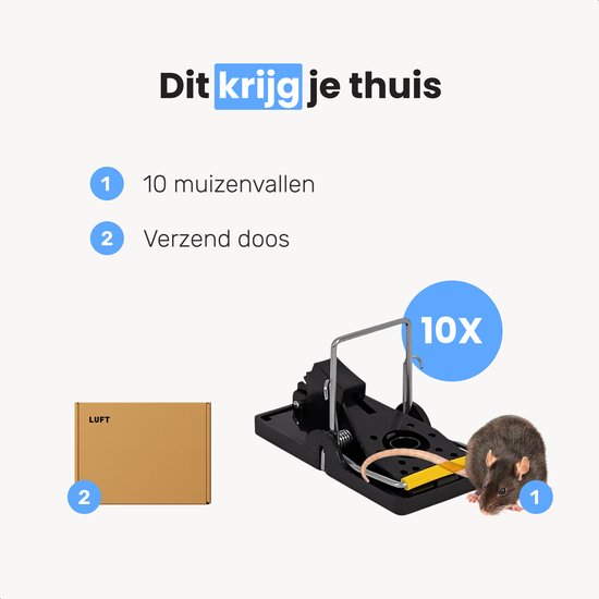 Muizenval 10 stuks - Muizenvallen voor binnen en buiten