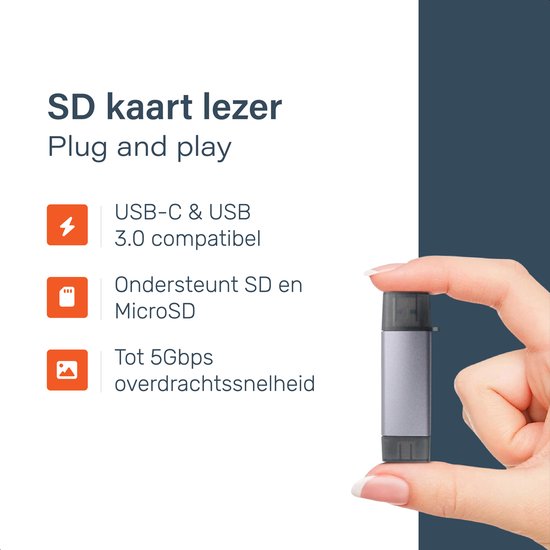 SD Kaart Lezer - Card Reader USB-C en USB aansluiting