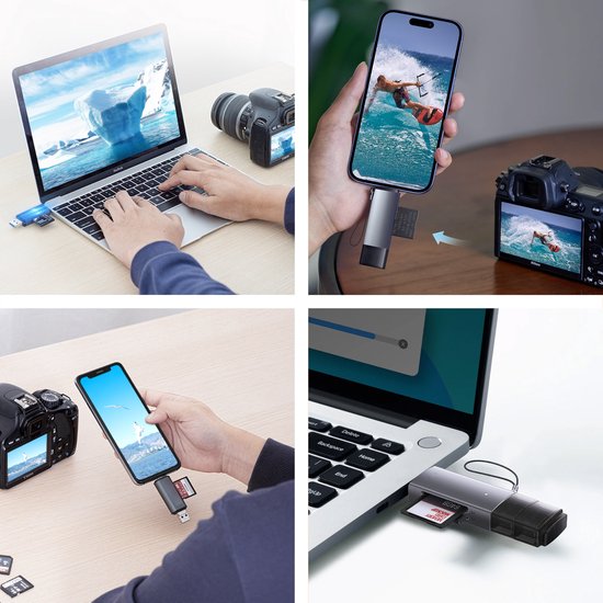 SD Kaart Lezer - Card Reader USB-C en USB aansluiting
