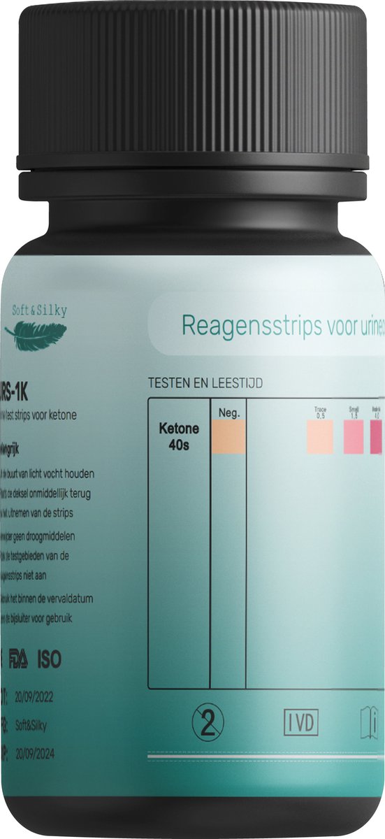 Ketonentest - 100 strips - Keto - Dieet - URS-1K - FDA Keurmerk - Ketose - Urine - Test - Strips