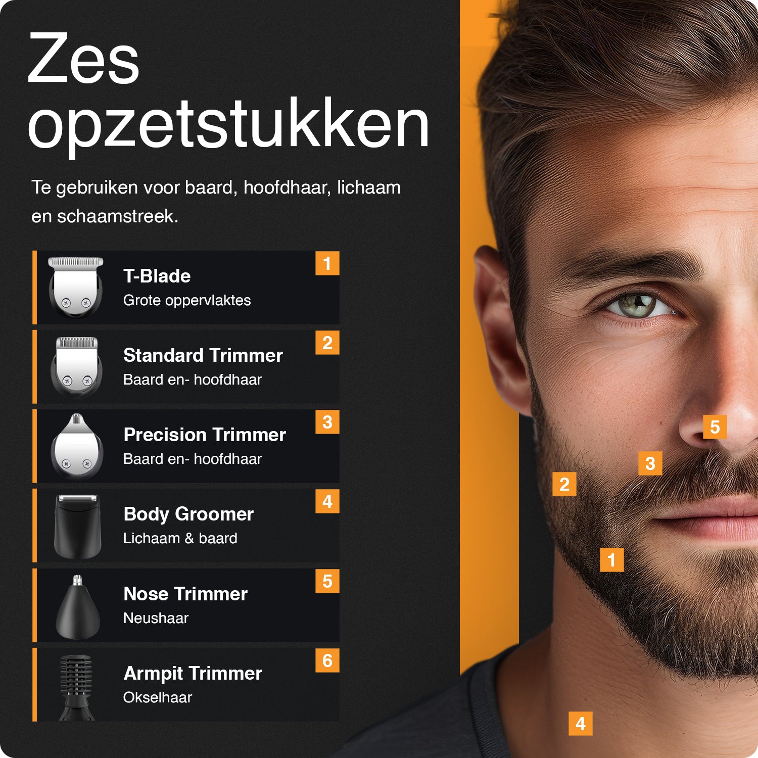 Skoov TrimMaster - Baard trimmer 6 in 1