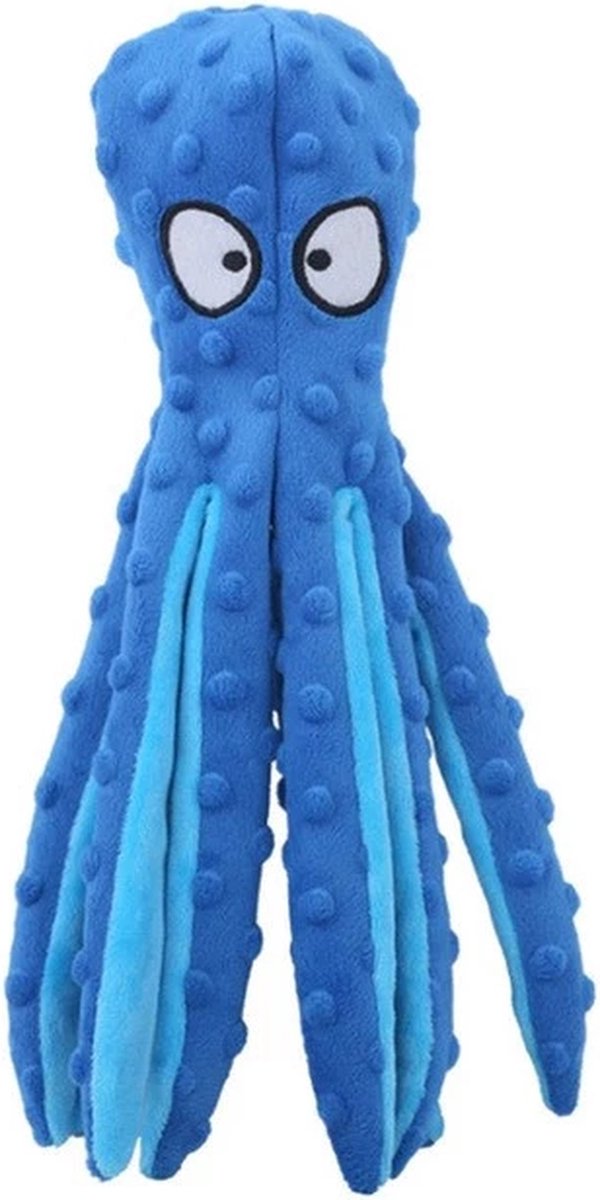 Honden Speelgoed Piep Kraak Pluche Hondenknuffel Octopus - Blauw - Dutchwide