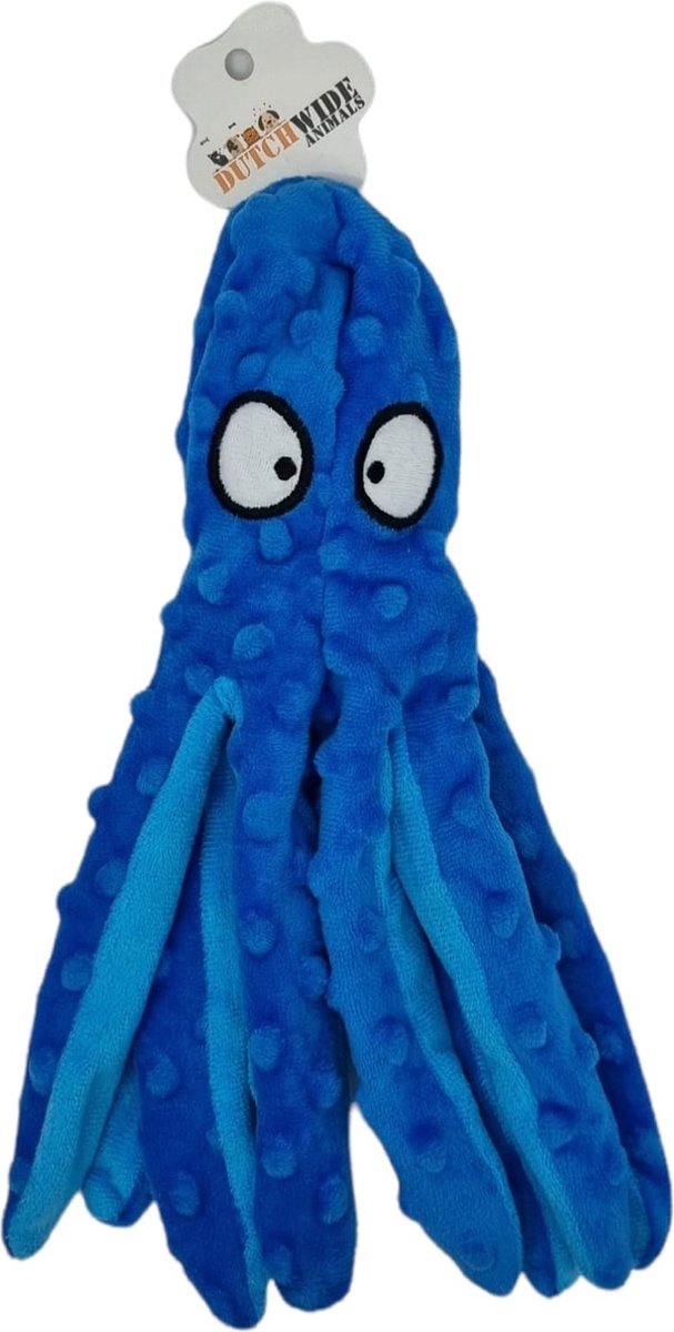 Honden Speelgoed Piep Kraak Pluche Hondenknuffel Octopus - Blauw - Dutchwide