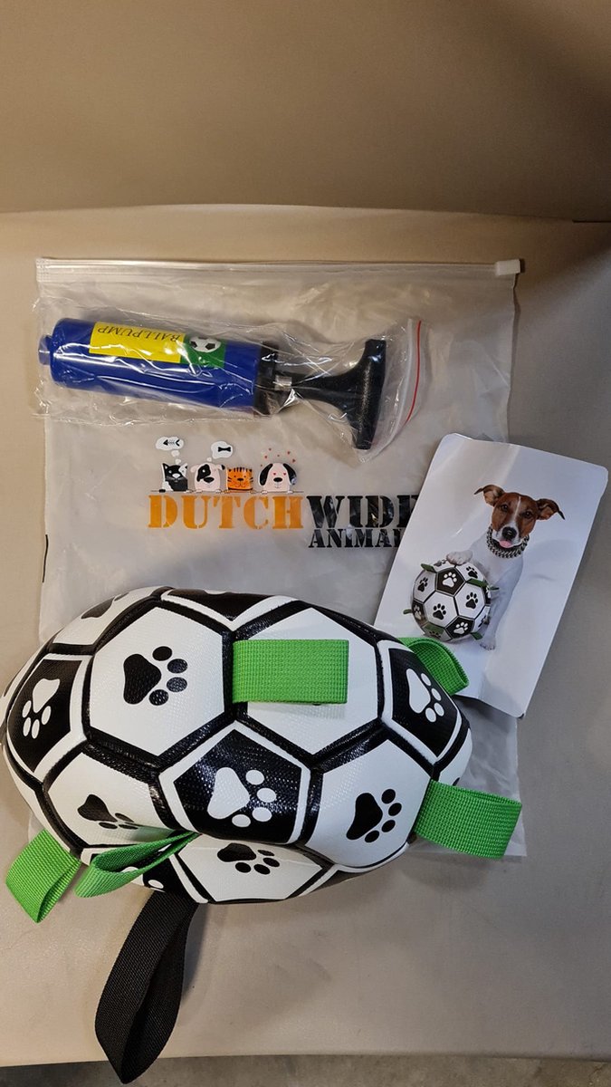 Honden Speelgoed Bal Voetbal Extra Sterk Met Handvaten Ball Hondenbal - 18 cm - Dutchwide