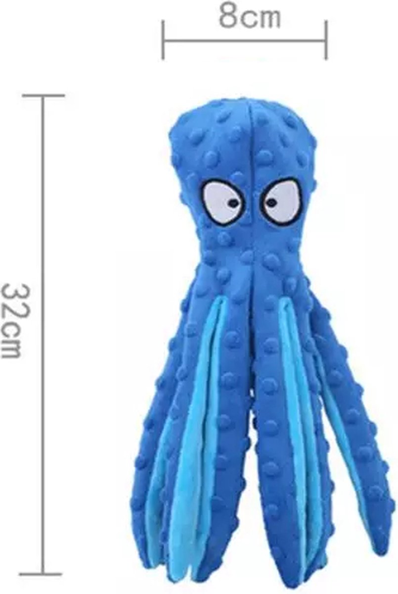 Honden Speelgoed Piep Kraak Pluche Hondenknuffel Octopus - Blauw - Dutchwide