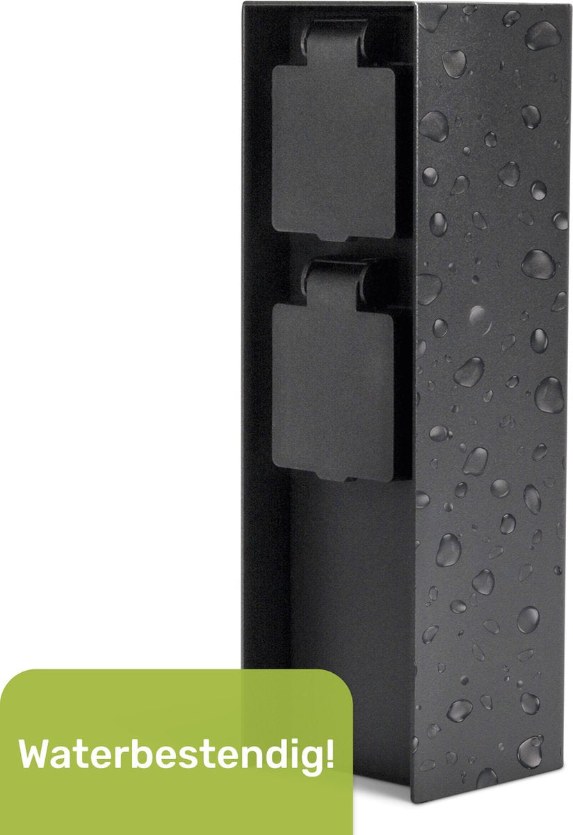 Luft Tuinstopcontact - Op zuil met zijaarding - 2 Stopcontacten - Tuinpaal - Buiten - Waterdicht - Paal - Doos - Contact - IP44 - Mat zwart - Doos - Met - Stopcontact