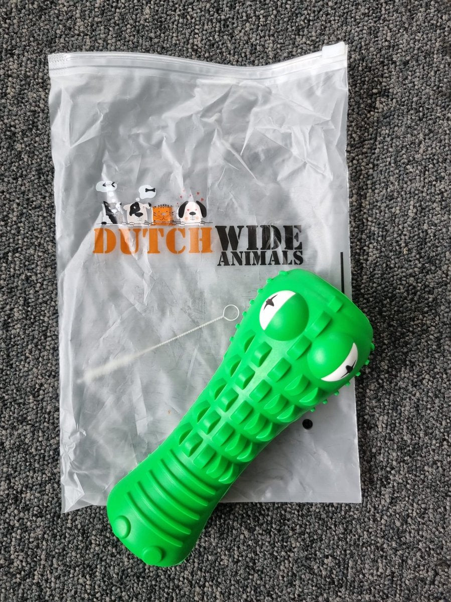Dutchwide Tandenborstel Hond Melk Geur Smaak en Piep Honden Speelgoed Dog Toy - Krokodil Groen