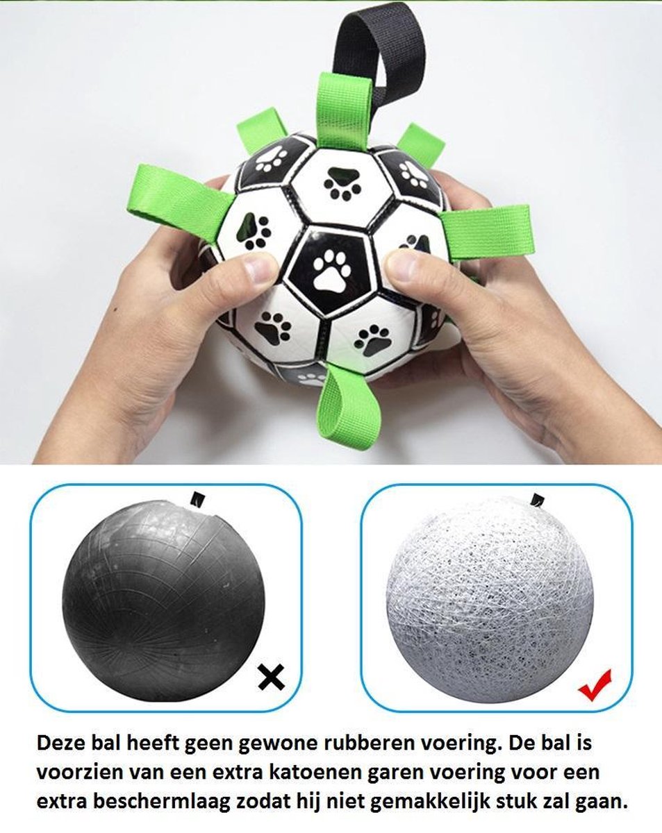 Honden Speelgoed Bal Voetbal Extra Sterk Met Handvaten Ball Hondenbal - 18 cm - Dutchwide