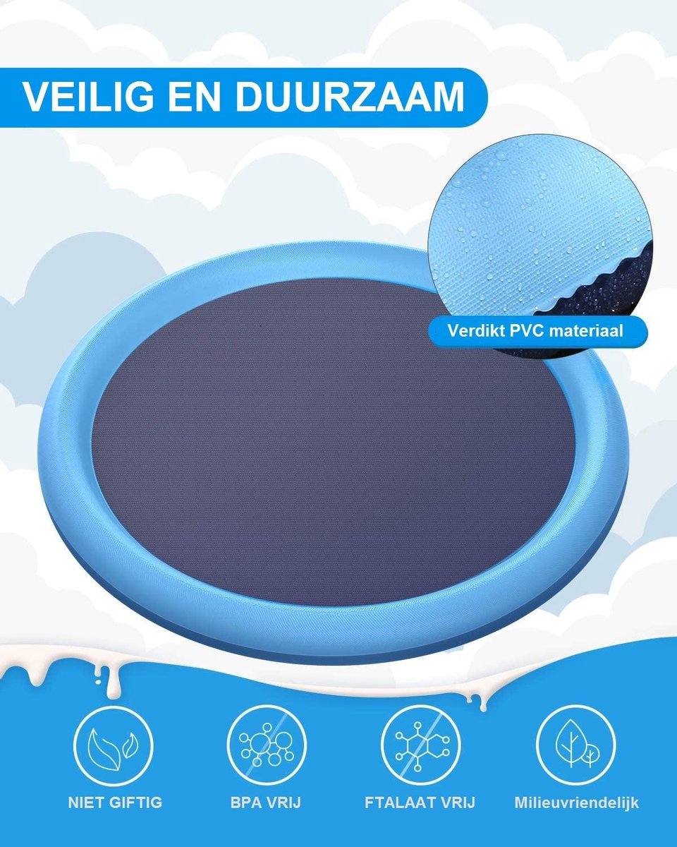 Dutchwide Baby Zwembad - Met Sproeiers - Ø170 - Kinder - Peuter - Zwembadje - Rond - Speelzwembad - waterspeelmat - Kinderzwembad - Babyzwembad